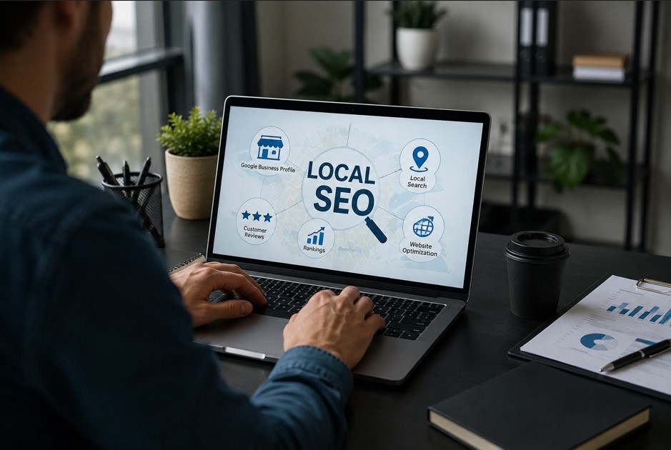 Local SEO agency professional working on local search strategy